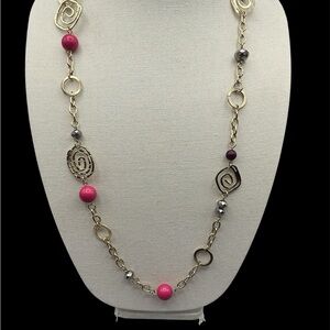 Elegant EC Gold and Pink Necklace